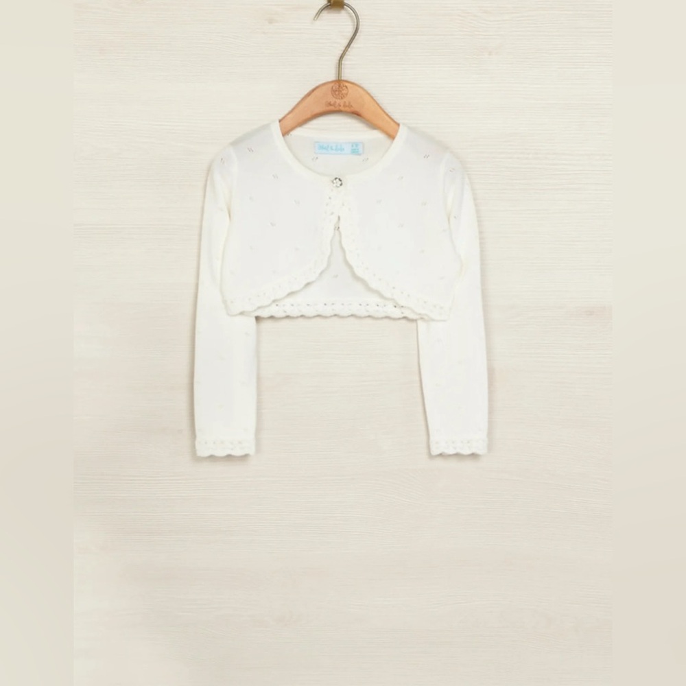 ABEL & LULA Knit Bolero Cardigan in White - 5
